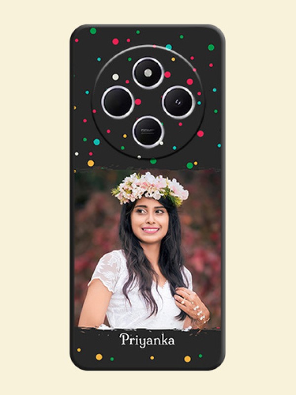 Multicolor Dotted Pattern with Text On Space Black Custom Soft Matte Mobile Back Cover - Poco C75 5G