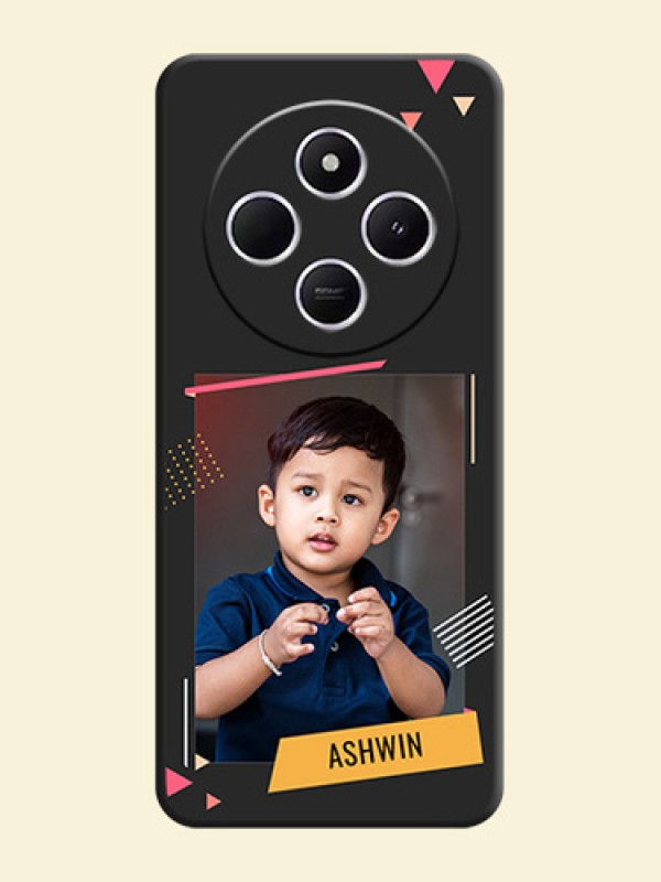 Photo Frame with Triangle Small Dots on Photo On Space Black Custom Soft Matte Mobile Back Cover - Poco C75 5G