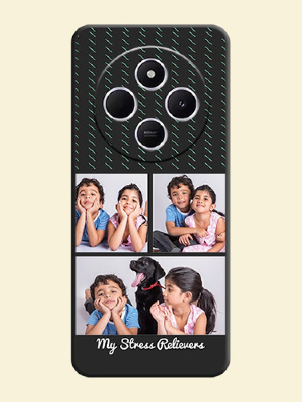 Cross Dotted Pattern with 2 Image Holder On Space Black Custom Soft Matte Mobile Back Cover - Poco C75 5G