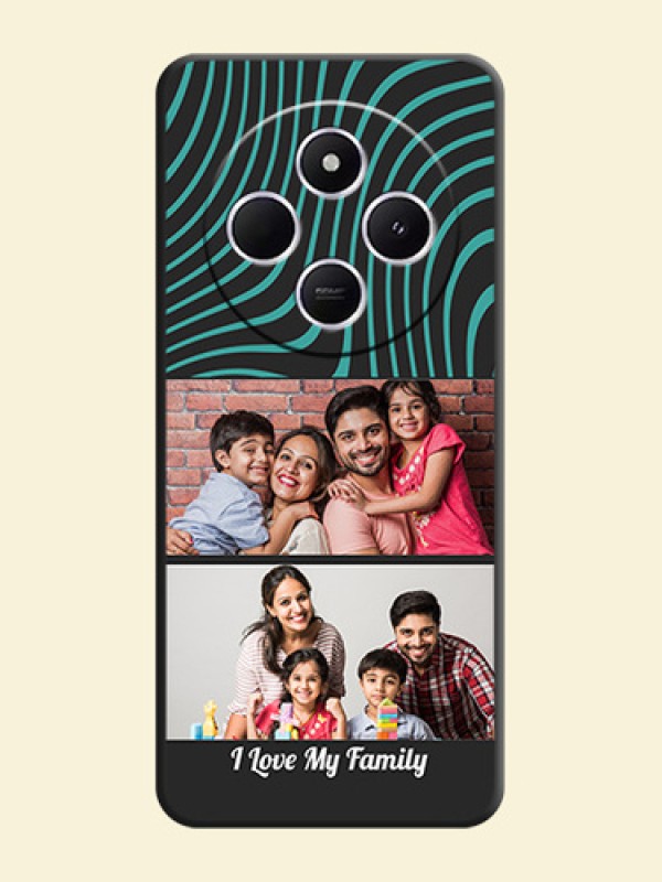 Wave Pattern with 2 Image Holder On Space Black Custom Soft Matte Mobile Back Cover - Poco C75 5G