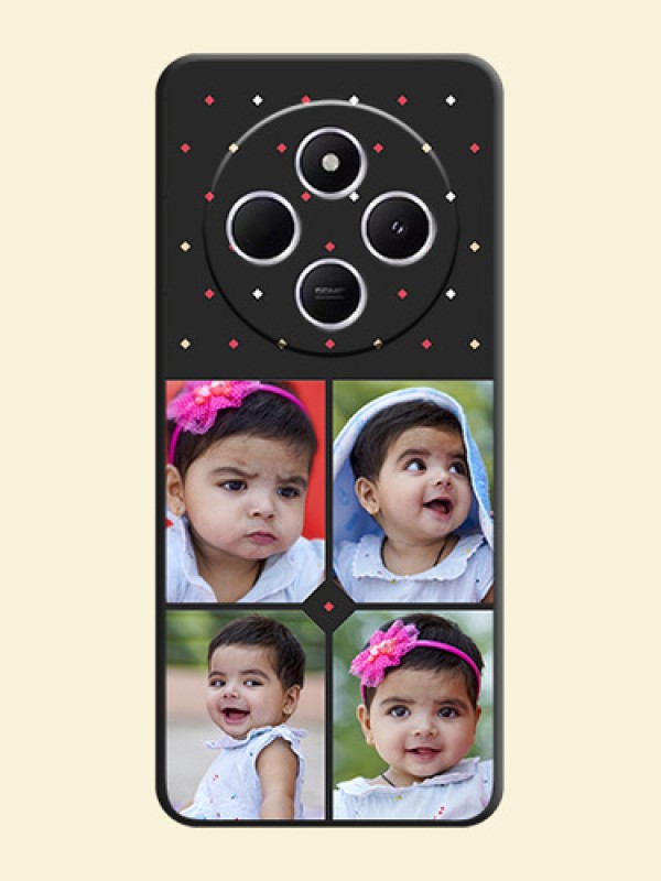 Multicolor Dotted Pattern with 4 Image Holder On Space Black Custom Soft Matte Mobile Back Cover - Poco C75 5G