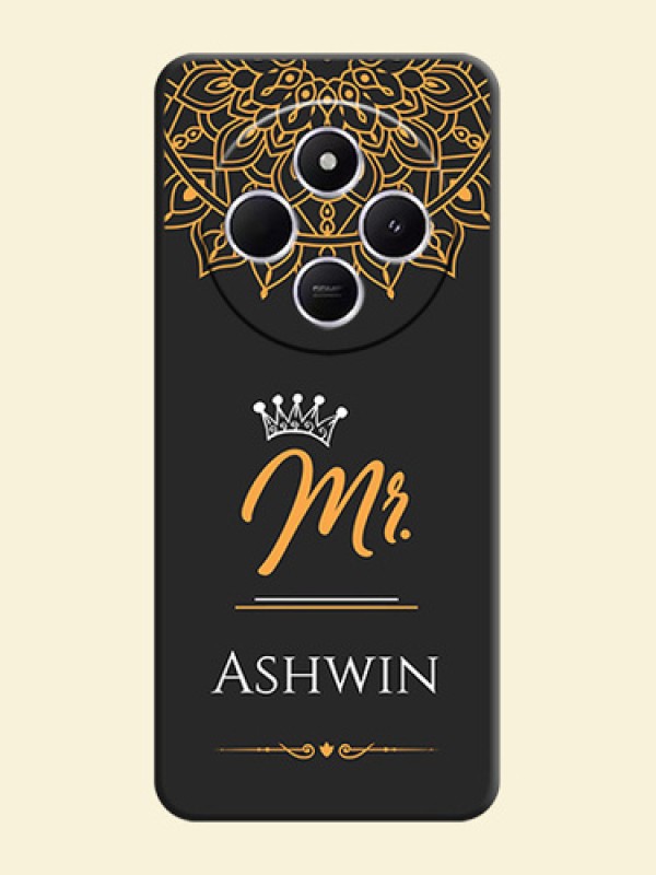 Mr Name with Floral Design On Space Black Custom Soft Matte Mobile Back Cover - Poco C75 5G