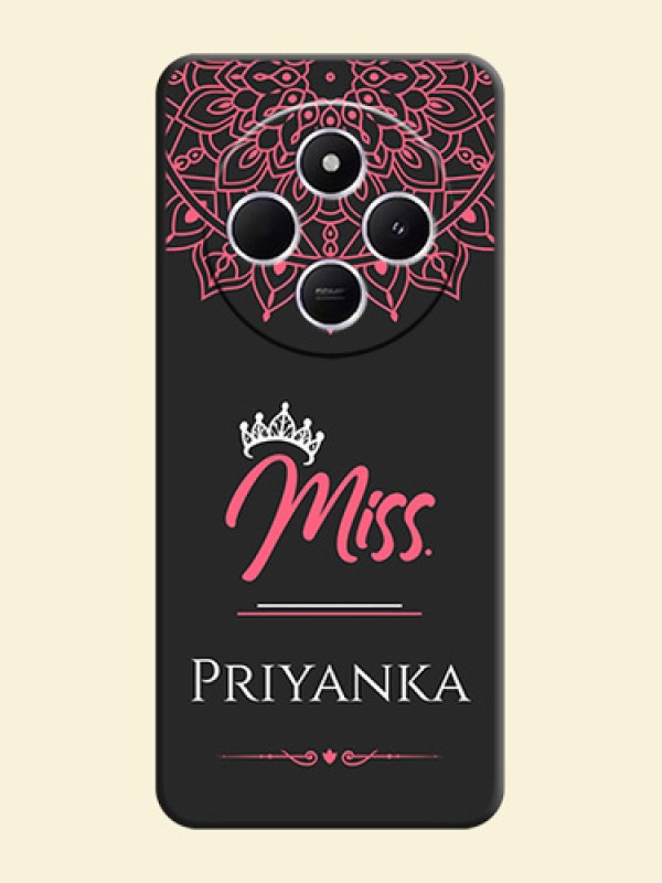 Mrs Name with Floral Design On Space Black Custom Soft Matte Mobile Back Cover - Poco C75 5G