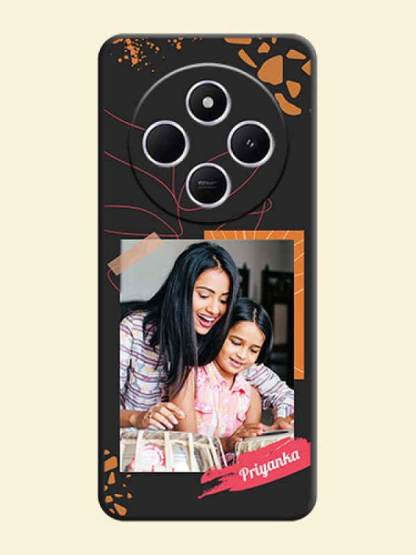 Orange Photo Frame On Space Black Custom Soft Matte Mobile Back Cover - Poco C75 5G