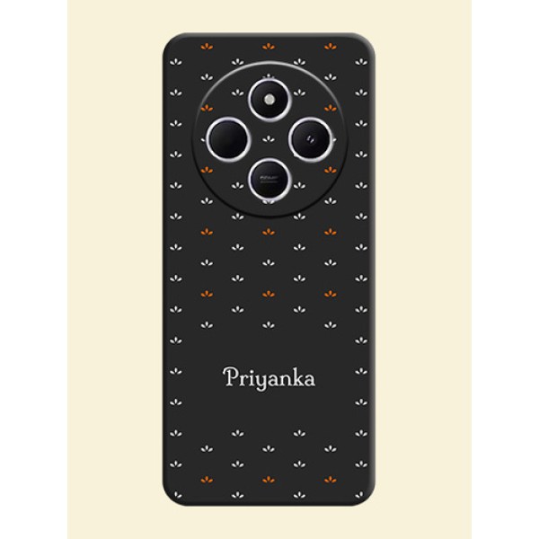 Simple Pattern With Custom Text On Space Black Custom Soft Matte Mobile Back Cover - Poco C75 5G