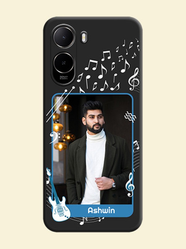 Musical Theme Design with Text on Photo On Space Black Custom Soft Matte Mobile Back Cover - Poco C81