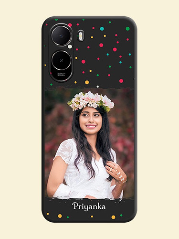 Multicolor Dotted Pattern with Text On Space Black Custom Soft Matte Mobile Back Cover - Poco C81