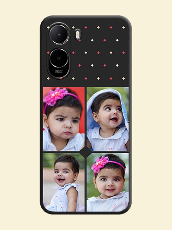 Multicolor Dotted Pattern with 4 Image Holder On Space Black Custom Soft Matte Mobile Back Cover - Poco C81