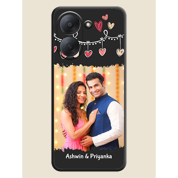 Pink Love Hangings with Name On Space Black Custom Soft Matte Mobile Back Cover - Poco C81x Pink Love Hangings with Name On Space Black Custom Soft Matte Mobile Back Cover - Poco C81x