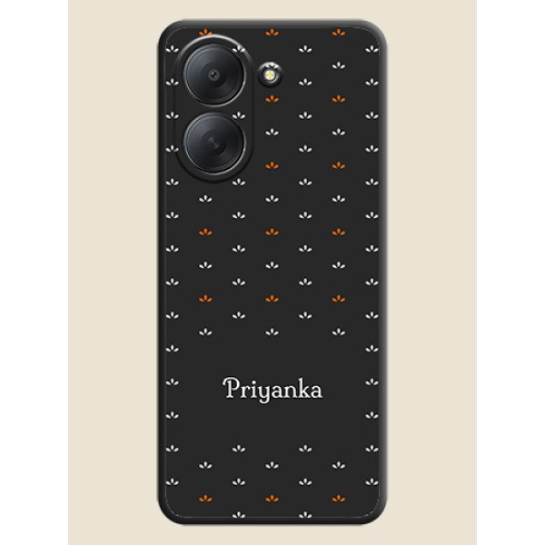 Simple Pattern With Custom Text On Space Black Custom Soft Matte Mobile Back Cover - Poco C81x