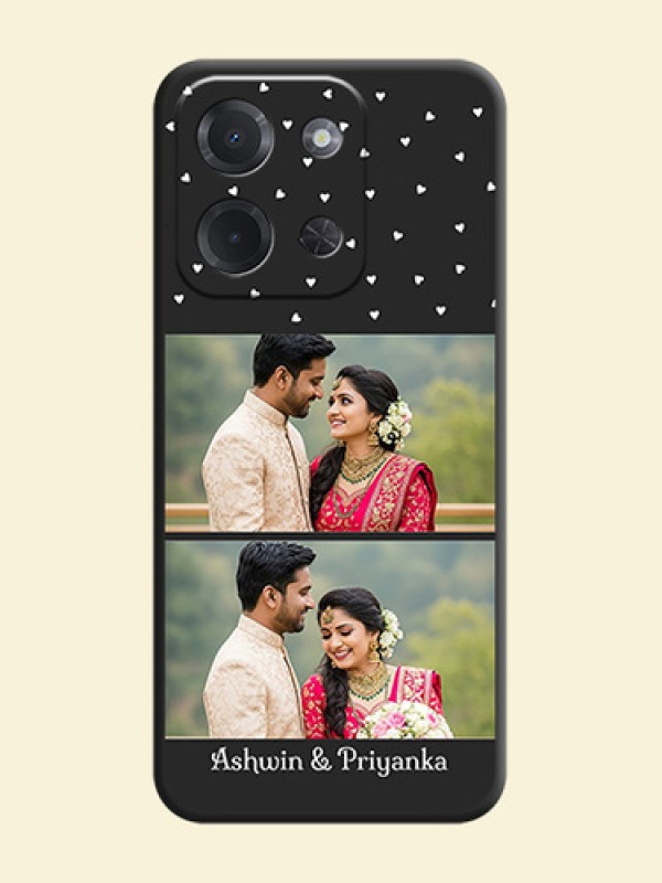 Miniature Love Symbols with Name On Space Black Custom Soft Matte Mobile Back Cover - Poco C85 5G