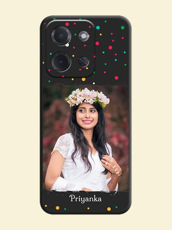 Multicolor Dotted Pattern with Text On Space Black Custom Soft Matte Mobile Back Cover - Poco C85 5G