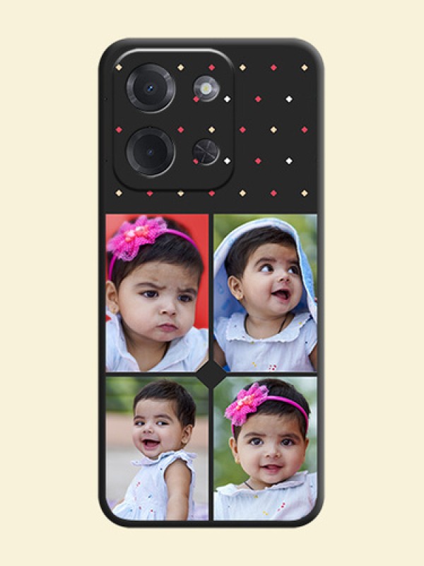 Multicolor Dotted Pattern with 4 Image Holder On Space Black Custom Soft Matte Mobile Back Cover - Poco C85 5G