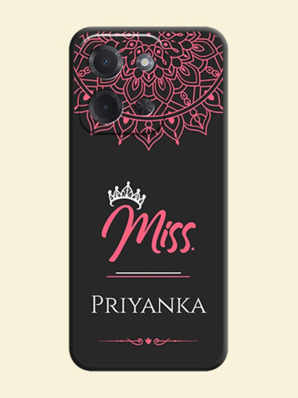 Mrs Name with Floral Design On Space Black Custom Soft Matte Mobile Back Cover - Poco C85 5G