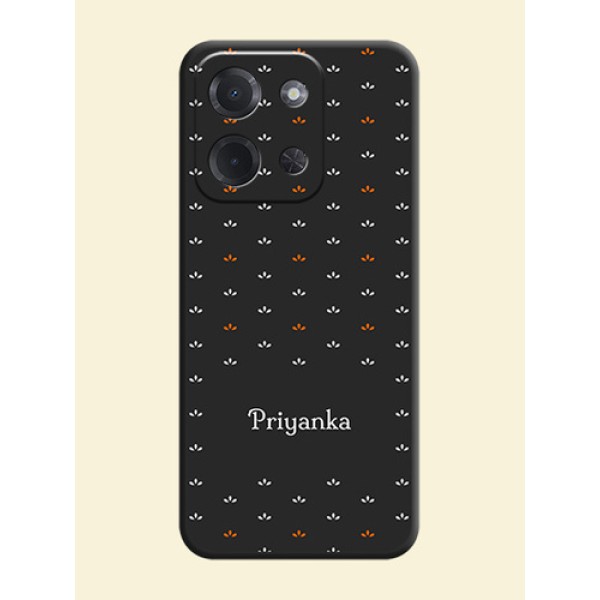 Simple Pattern With Custom Text On Space Black Custom Soft Matte Mobile Back Cover - Poco C85 5G