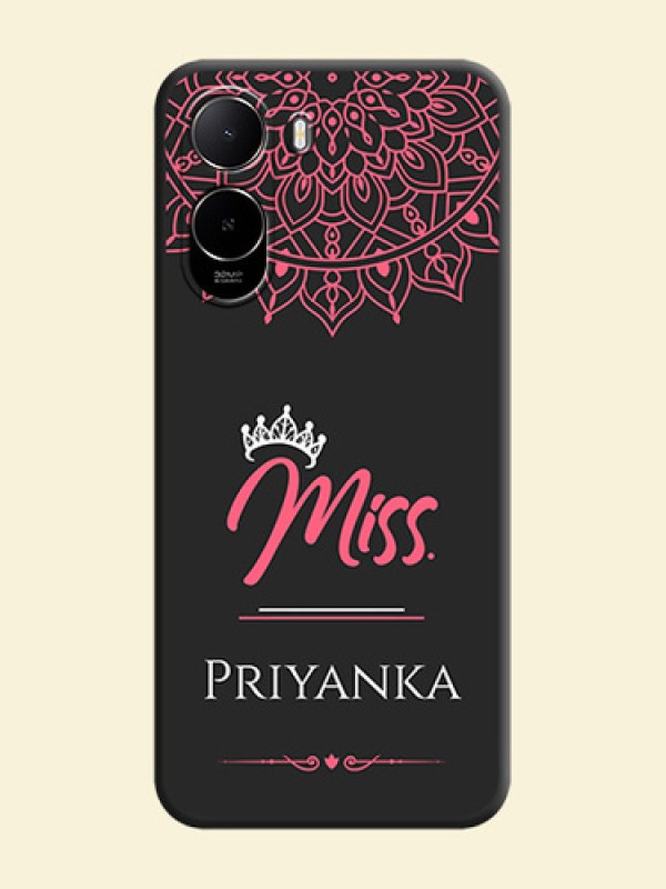 Mrs Name with Floral Design On Space Black Custom Soft Matte Mobile Back Cover - Poco C85X 5G