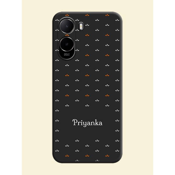 Simple Pattern With Custom Text On Space Black Custom Soft Matte Mobile Back Cover - Poco C85X 5G