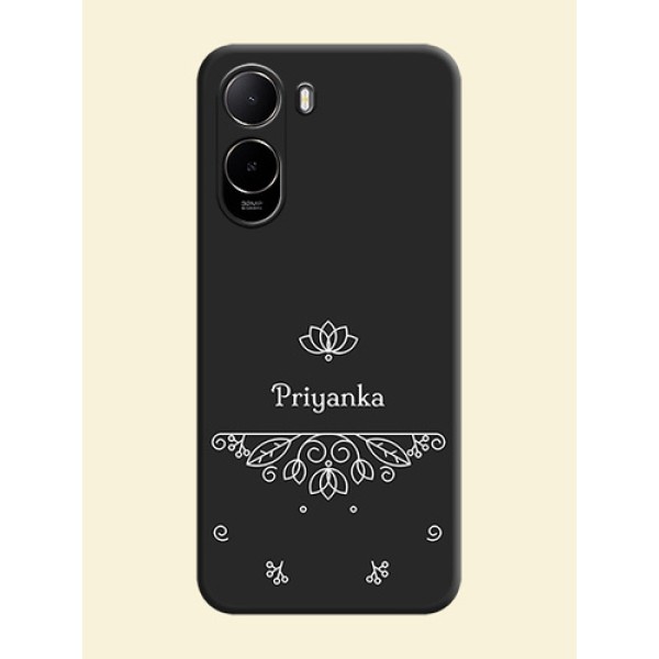 Lotus Garden Custom Text On Space Black Custom Soft Matte Mobile Back Cover - Poco C85X 5G
