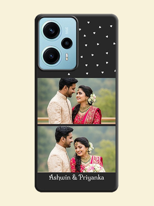 Miniature Love Symbols with Name On Space Black Custom Soft Matte Mobile Back Cover - Poco F5