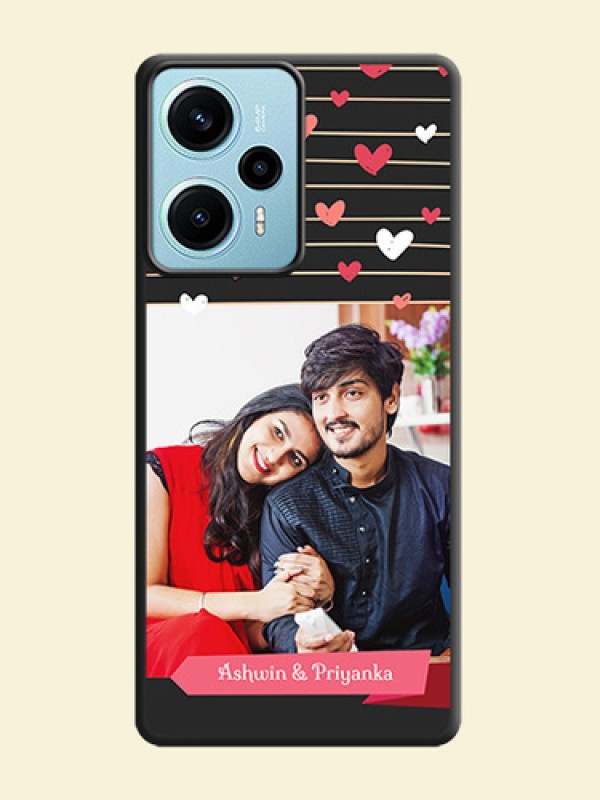 Love Pattern with Name on Pink Ribbon  on Photo On Space Black Custom Soft Matte Mobile Back Cover - Poco F5