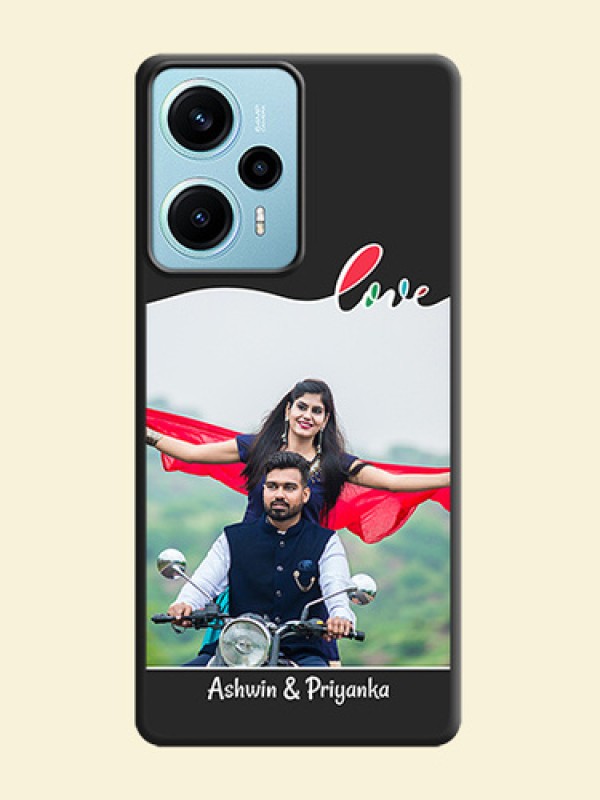 Fall in Love Pattern with Picture on Photo On Space Black Custom Soft Matte Mobile Back Cover - Poco F5