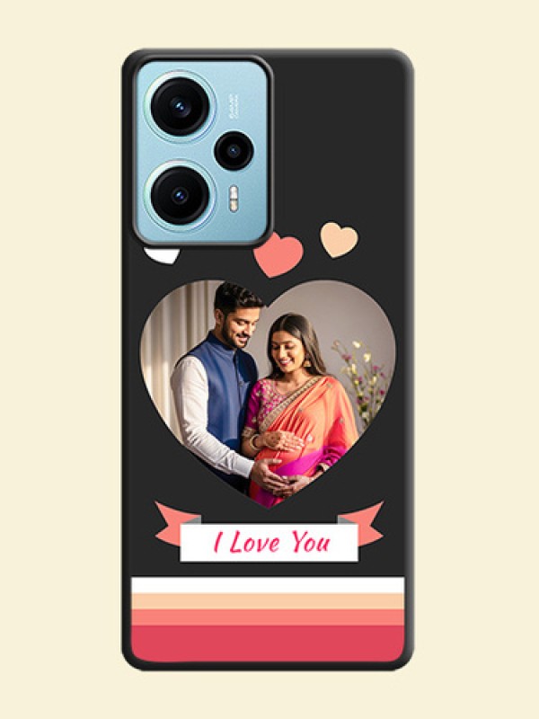 Love Shaped Photo with Colorful Stripes On Space Black Custom Soft Matte Mobile Back Cover - Poco F5