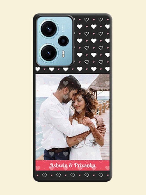 White Color Love Symbols with Text Design on Photo On Space Black Custom Soft Matte Mobile Back Cover - Poco F5
