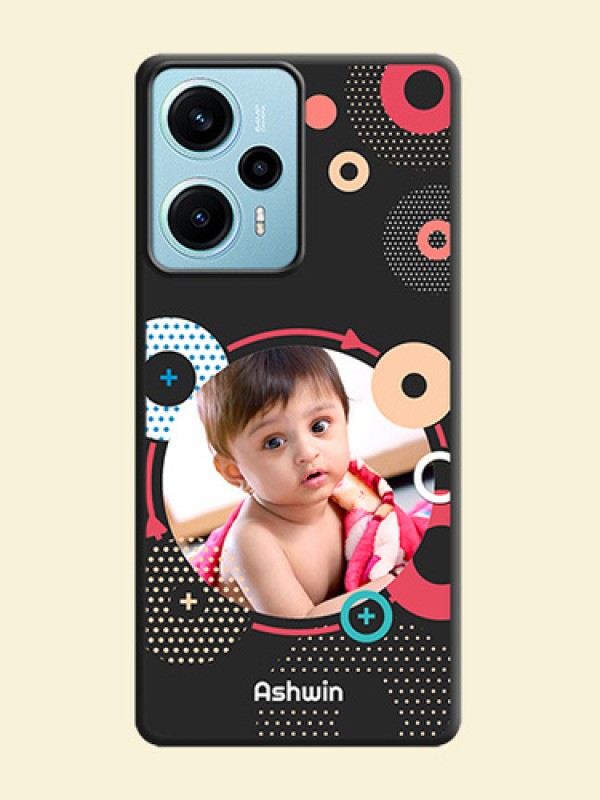 Multicoloured Round Image On Space Black Custom Soft Matte Mobile Back Cover - Poco F5