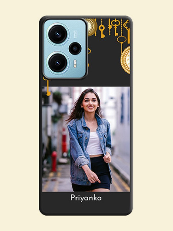 Decorative Design with Text On Space Black Custom Soft Matte Mobile Back Cover - Poco F5