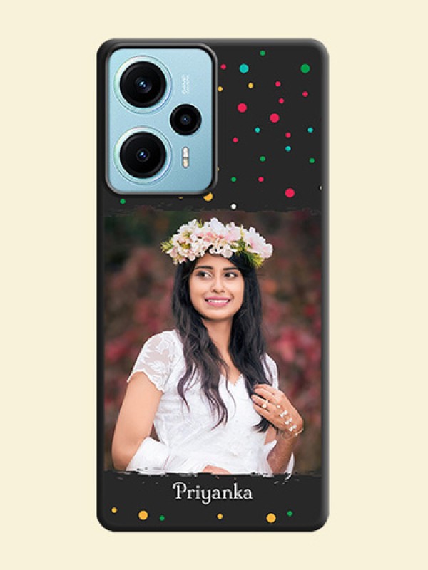 Multicolor Dotted Pattern with Text  On Space Black Custom Soft Matte Mobile Back Cover - Poco F5