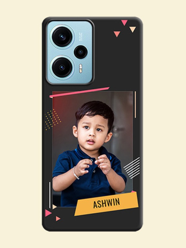 Photo Frame with Triangle Small Dots on Photo On Space Black Custom Soft Matte Mobile Back Cover - Poco F5