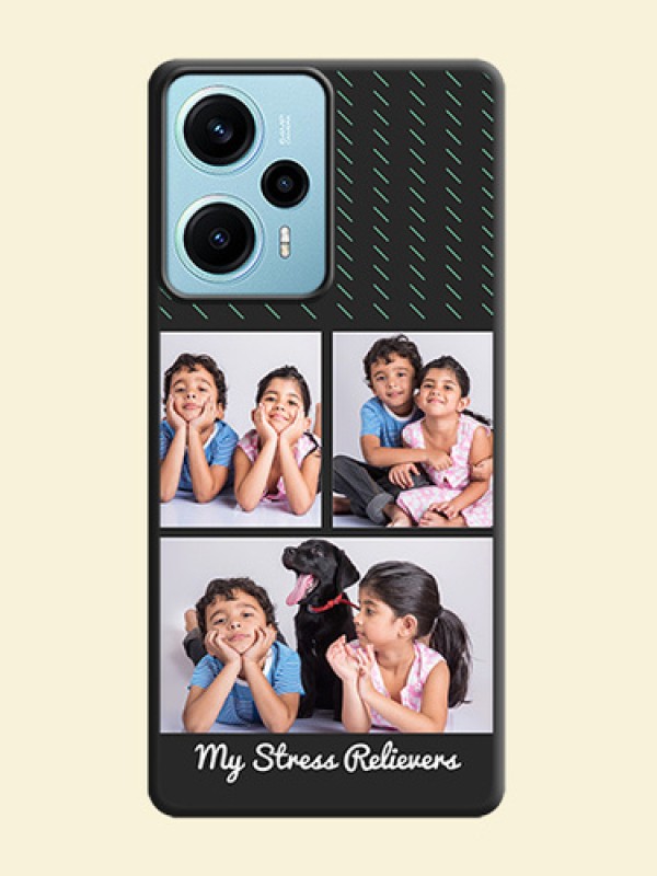 Cross Dotted Pattern with 2 Image Holder On Space Black Custom Soft Matte Mobile Back Cover - Poco F5
