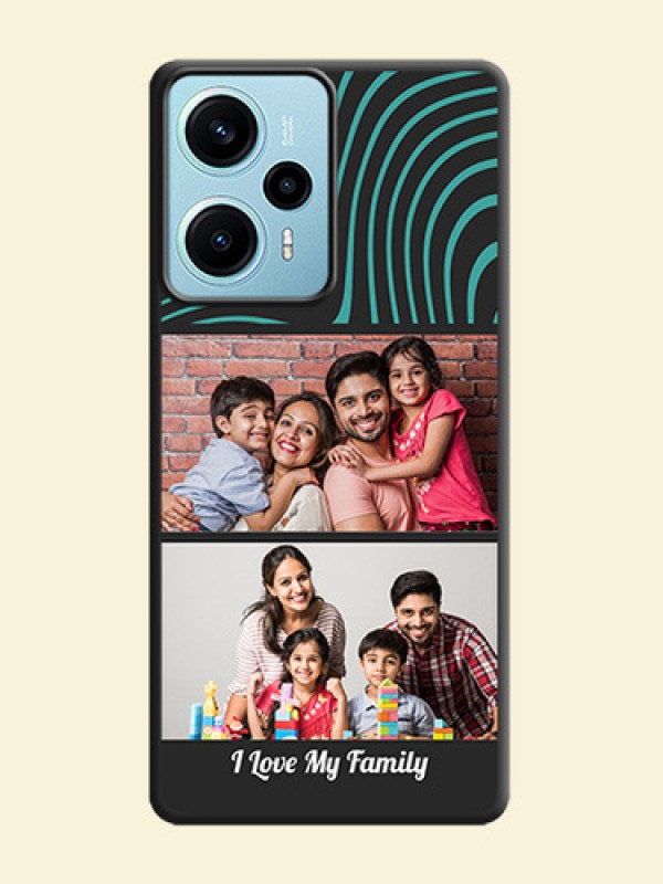 Wave Pattern with 2 Image Holder On Space Black Custom Soft Matte Mobile Back Cover - Poco F5
