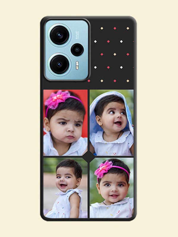 Multicolor Dotted Pattern with 4 Image Holder On Space Black Custom Soft Matte Mobile Back Cover - Poco F5