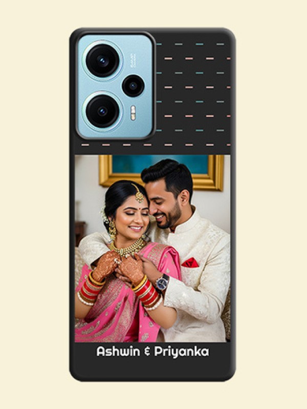 Line Pattern Design with Text On Space Black Custom Soft Matte Mobile Back Cover - Poco F5