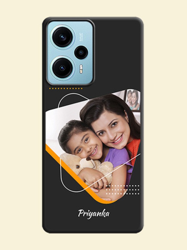 Yellow Triangle on Photo On Space Black Custom Soft Matte Mobile Back Cover - Poco F5