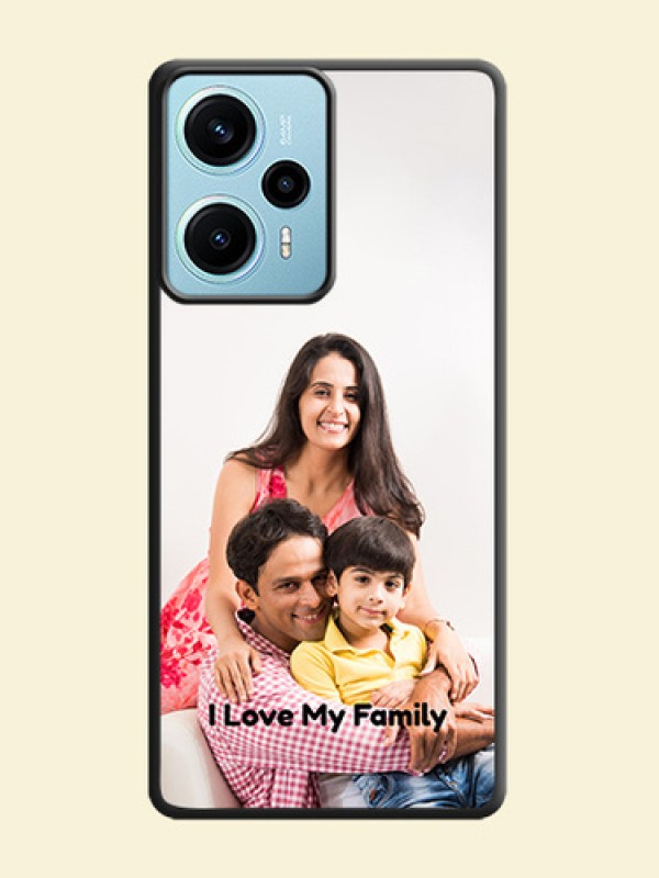 Full Single Pic Upload With Text On Space Black Custom Soft Matte Mobile Back Cover - Poco F5
