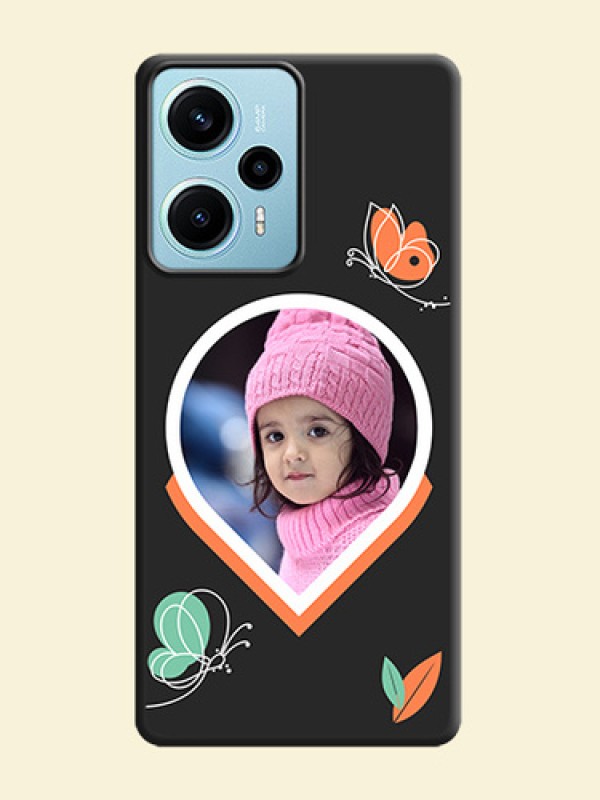 Upload Pic With Simple Butterly Design On Space Black Custom Soft Matte Mobile Back Cover - Poco F5