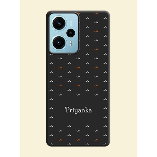 Simple Pattern With Custom Text On Space Black Custom Soft Matte Mobile Back Cover - Poco F5