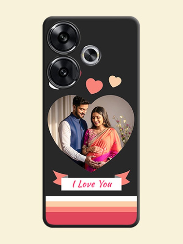 Love Shaped Photo with Colorful Stripes On Space Black Custom Soft Matte Mobile Back Cover - Poco F6 5G
