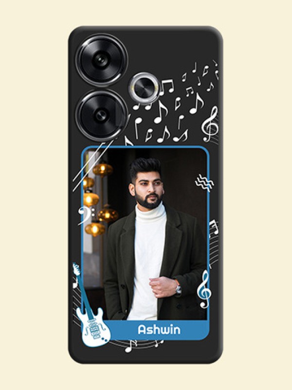 Musical Theme Design with Text on Photo On Space Black Custom Soft Matte Mobile Back Cover - Poco F6 5G