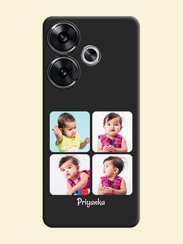 Floral Art with 6 Image Holder on Photo On Space Black Custom Soft Matte Mobile Back Cover - Poco F6 5G
