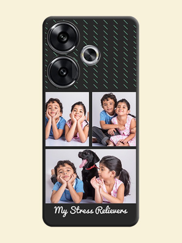 Cross Dotted Pattern with 2 Image Holder On Space Black Custom Soft Matte Mobile Back Cover - Poco F6 5G