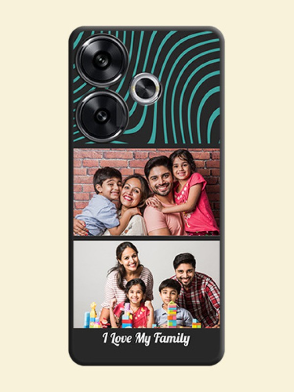 Wave Pattern with 2 Image Holder On Space Black Custom Soft Matte Mobile Back Cover - Poco F6 5G
