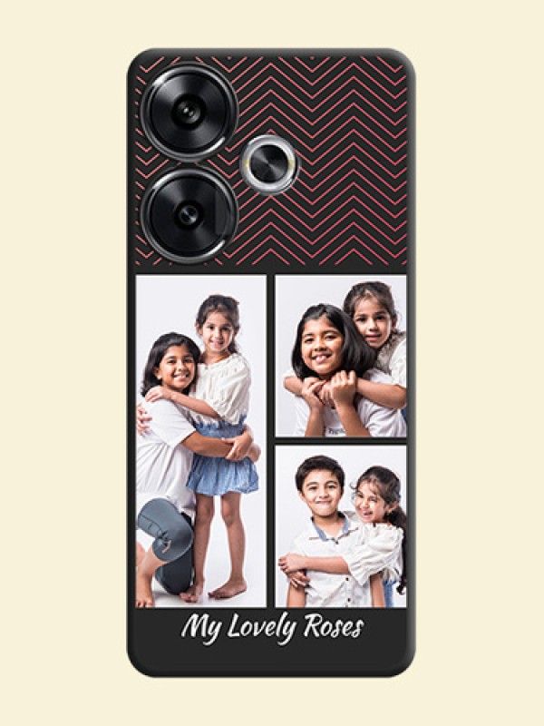 Wave Pattern with 3 Image Holder On Space Black Custom Soft Matte Mobile Back Cover - Poco F6 5G