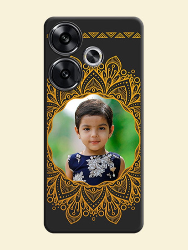 Round Image with Floral Design On Space Black Custom Soft Matte Mobile Back Cover - Poco F6 5G