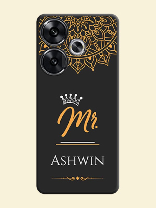 Mr Name with Floral Design On Space Black Custom Soft Matte Mobile Back Cover - Poco F6 5G