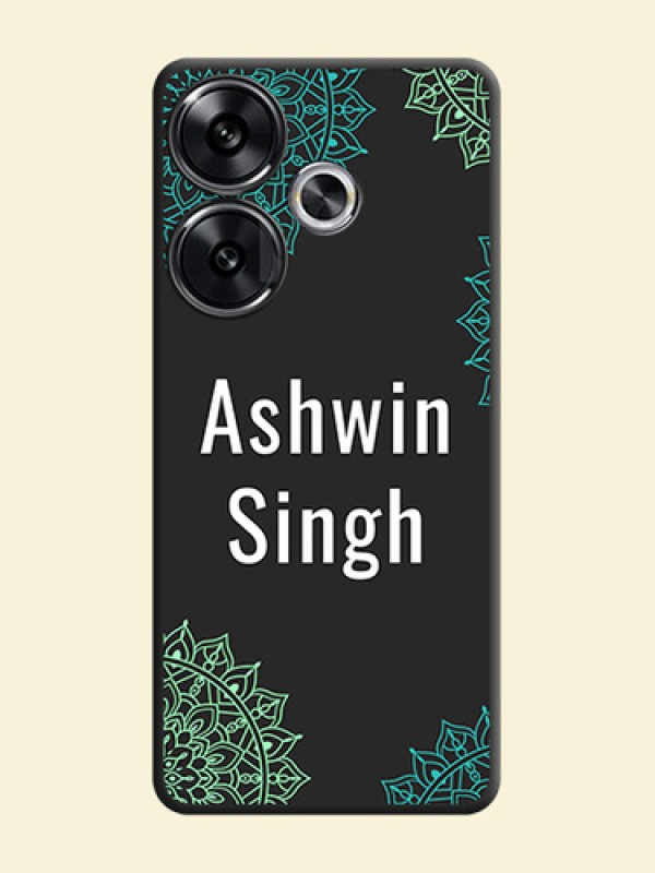 Your Name with Floral Design On Space Black Custom Soft Matte Mobile Back Cover - Poco F6 5G