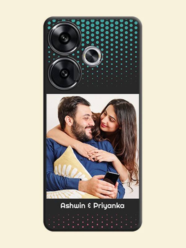 Faded Dots with Grunge Photo Frame and Text On Space Black Custom Soft Matte Mobile Back Cover - Poco F6 5G