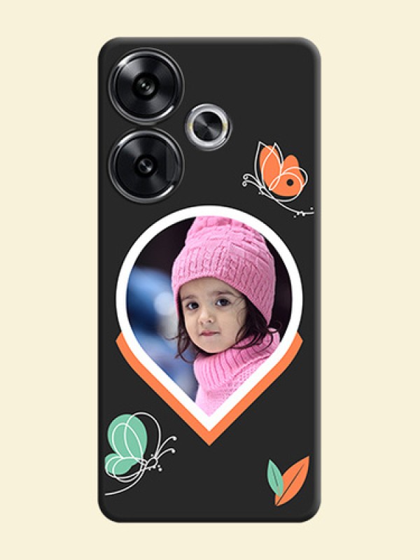 Upload Pic With Simple Butterly Design On Space Black Custom Soft Matte Mobile Back Cover - Poco F6 5G